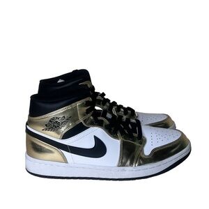 Nike Jordan 1 Men's Mid Metallic Gold Shoe Size 10 #B1387A